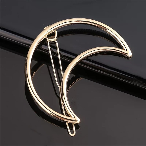 3/$30 Gold Moon Hair Clip - Picture 2 of 6